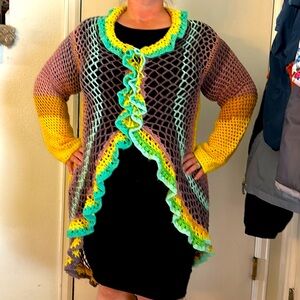 Multicolored Handmade Crocheted Mandala Sweater